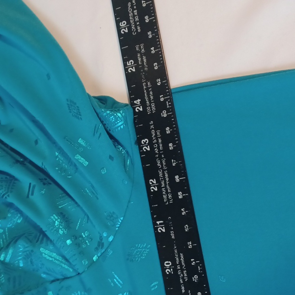 Y2K Susan Graver Embellished Print Teal Design Top 3/4 Sleeves XL - Picture 6 of 9